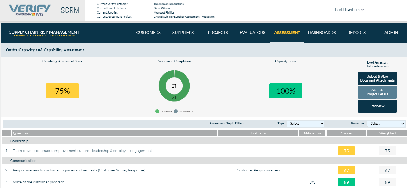 New Scrm screen shot assessment