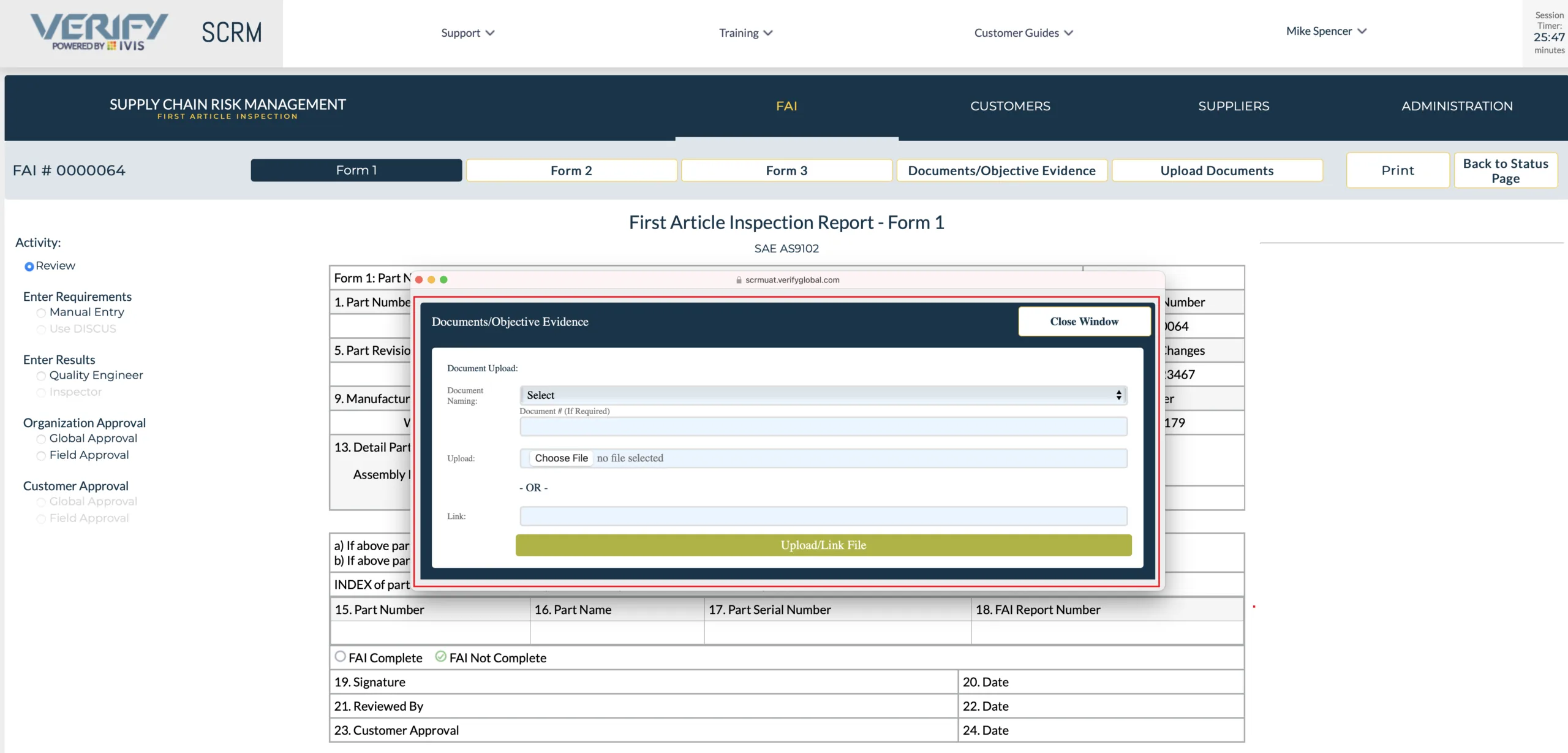 Attaching Documents and Objective Evidence to a First Article Inspection Report (FAIR)
