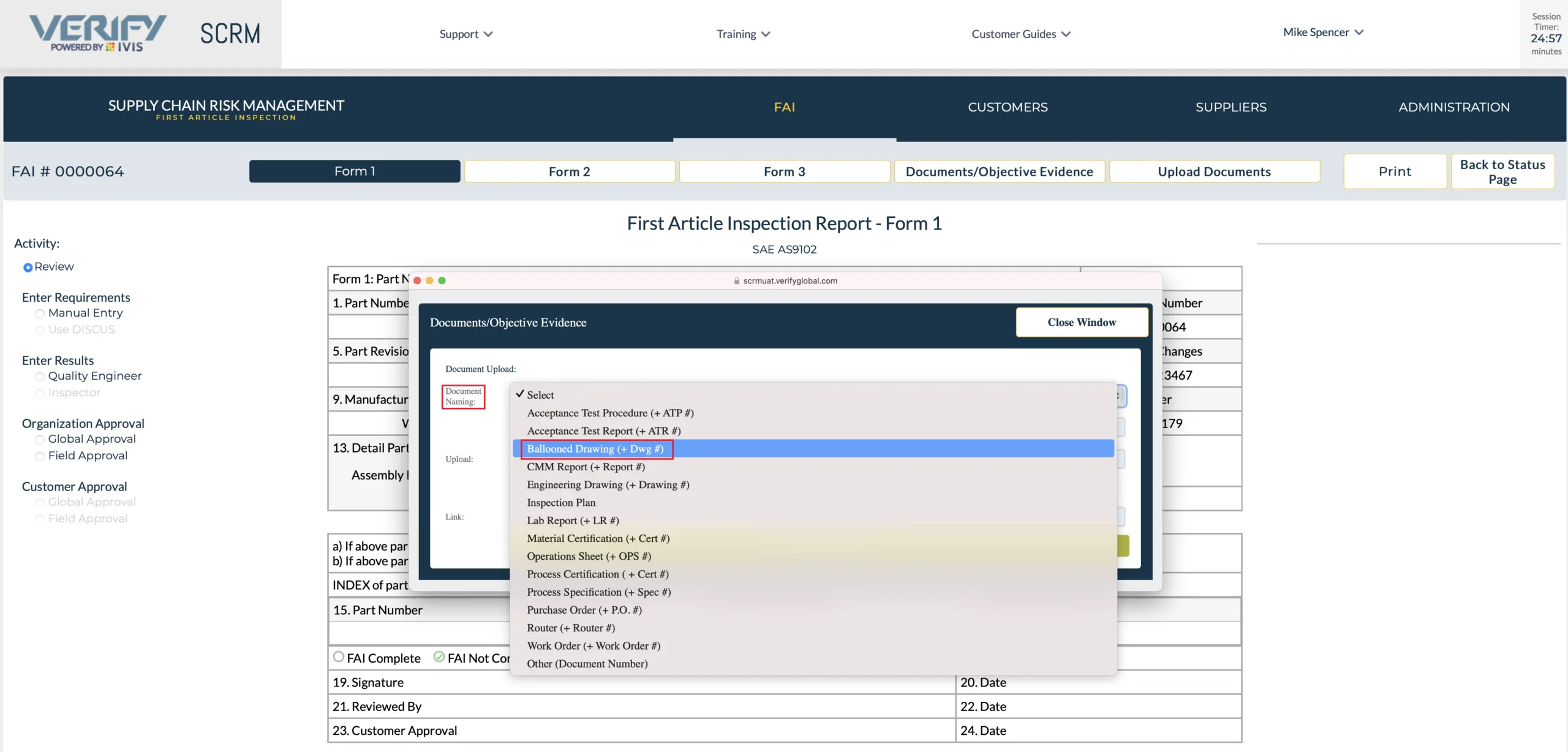 Attaching Documents and Objective Evidence to a First Article Inspection Report (FAIR)