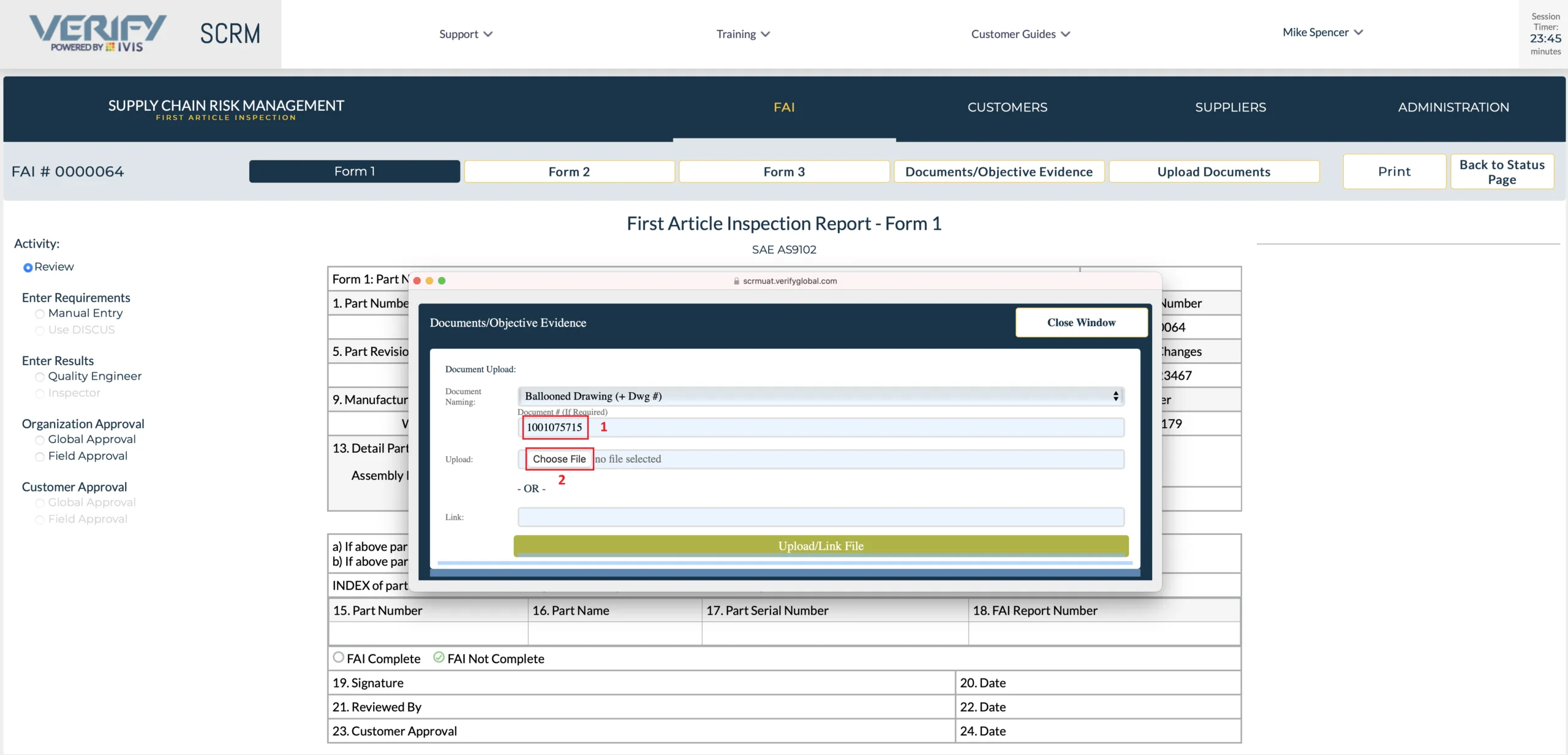 Attaching Documents and Objective Evidence to a First Article Inspection Report (FAIR)