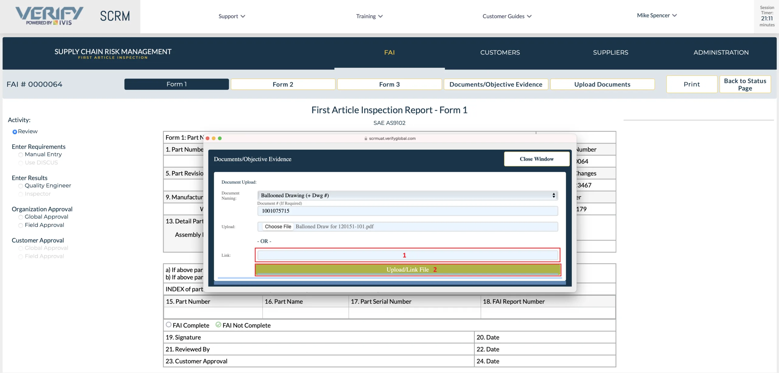 Attaching Documents and Objective Evidence to a First Article Inspection Report (FAIR)