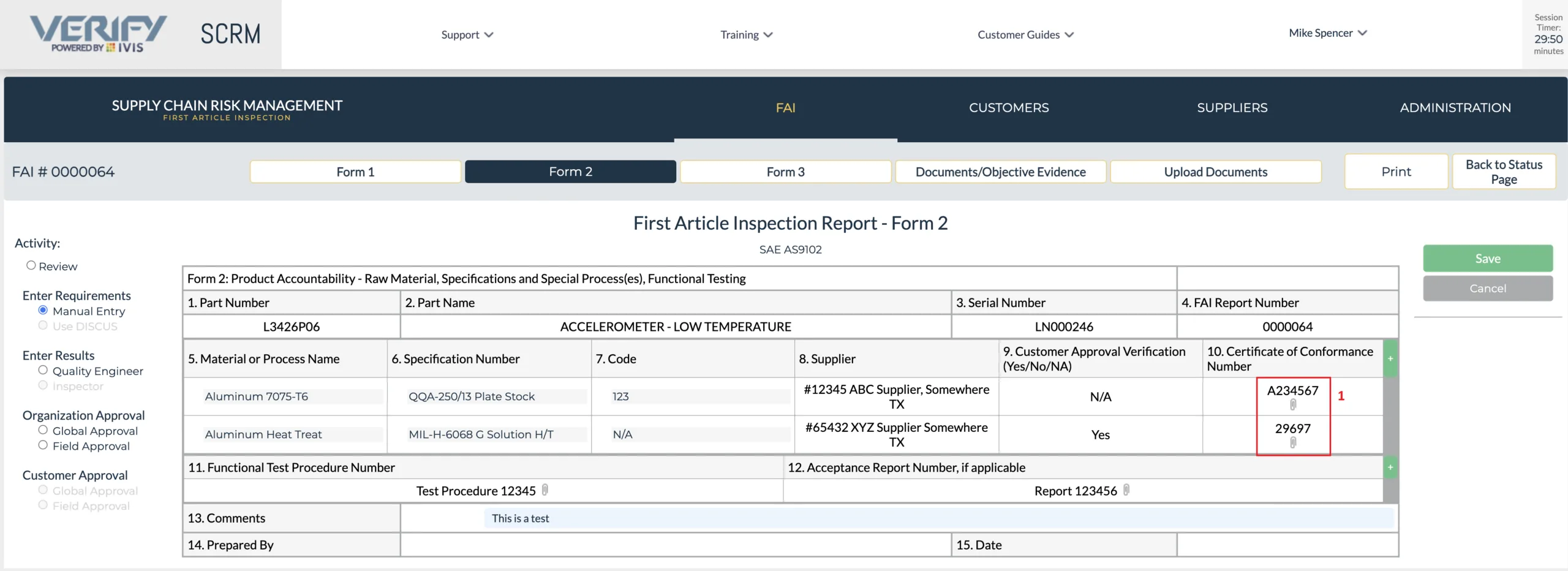 Attaching Documents and Objective Evidence to a First Article Inspection Report (FAIR)